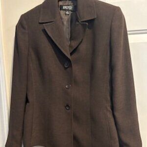 Women's Jacket Brown Brand: Kasper Size 6 Button Front 100% Polyester Has Lining